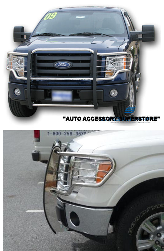 2009-2014 Ford F150 (With Tow Hooks; Non Ecoboost Motor) Brush Guard (Chrome Version) brush guard Steelcraft   