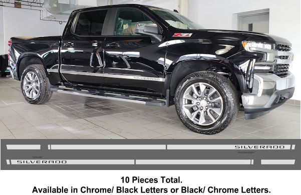 2019-Up Chevy Silverado 1500 Double Cab Lower Accent Trim (10 PCS). Chrome Trim AAS Trim   