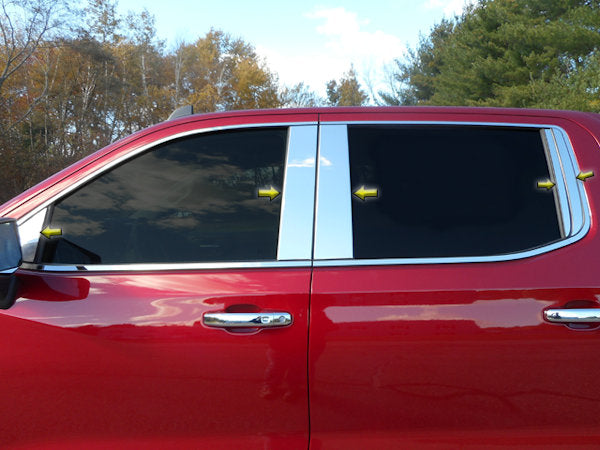 2019-Up Chevy Silverado 1500 Chrome Pillar Posts (Double Cab/ Crew Cab) (10 PCS). Chrome Trim AAS Trim   