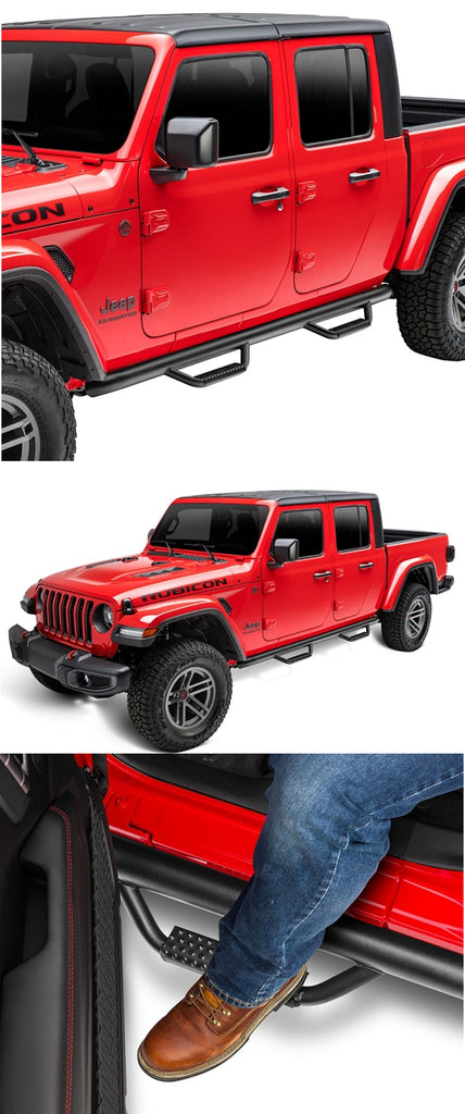 2020-Up Jeep Gladiator Nerf Bars (Spartan Black Style) Side Steps Rugged Ridge   